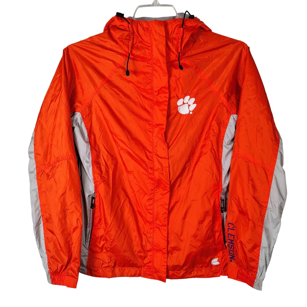 Colosseum Athletics Clemson Tigers Mens Medium Orange Hooded Windbreaker Jacket